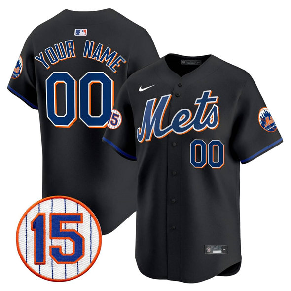 Men's New York Mets Active Player Custom Black Jerry Grote Patch Vapor Premier Limited Stitched Baseball Jersey